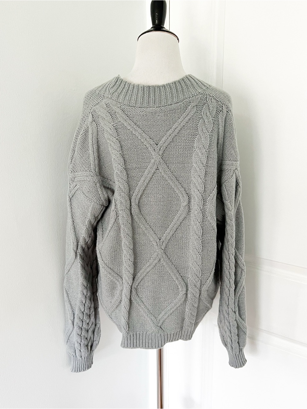 Taylor Swift Tortured Poets Department Light Gray Cable Knit Button Cardigan - Picture 5 of 7